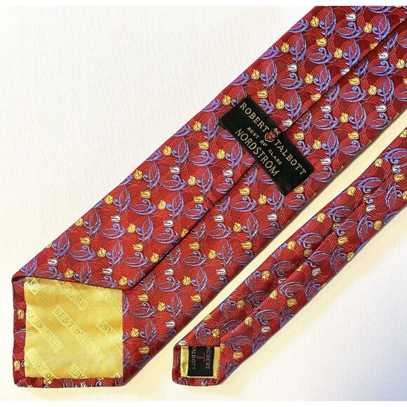 Robert Talbott Best Of Class Nordstrom Red/Blue/Yellow Flower Woven Silk Tie EUC - Picture 6 of 9
